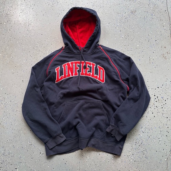 Other - Linfield Hoodie Mens Size M Navy Red Vintage Collegiate Side Zip School Spirit